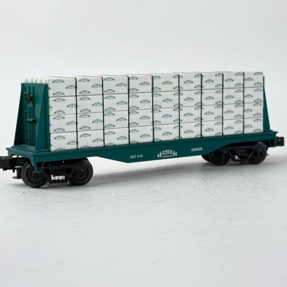 Industrial Rail O-27 Gauge IDM -7003 RNR Lumber Co Green Flatcar w/Load Boxed - Picture 1 of 12